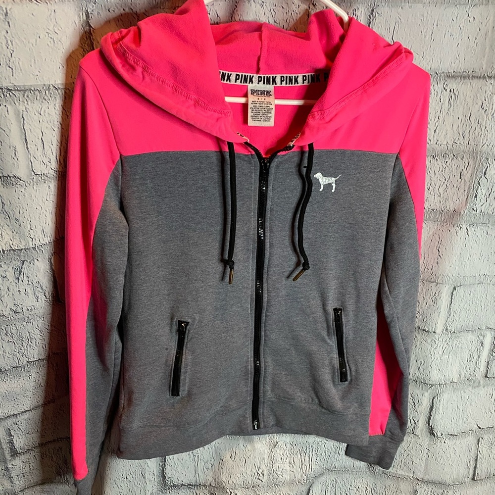 PINK zip up sweatshirt. Size S